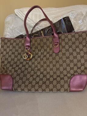 Gucci gg canvas bamboo heart bit